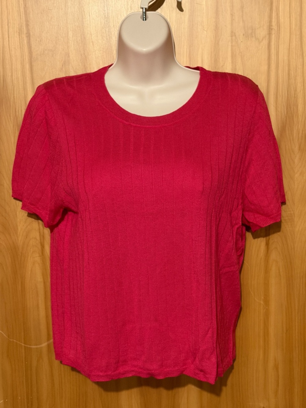 J. Crew Ribbed Short-Sleeve Crewneck Top in Hot Pink
